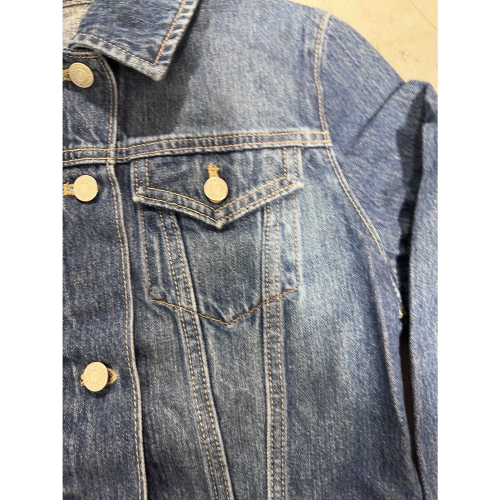 Classic Medium Wash Denim Trucker Jacket Button Front Blue Jean Coat - Picture 4 of 8